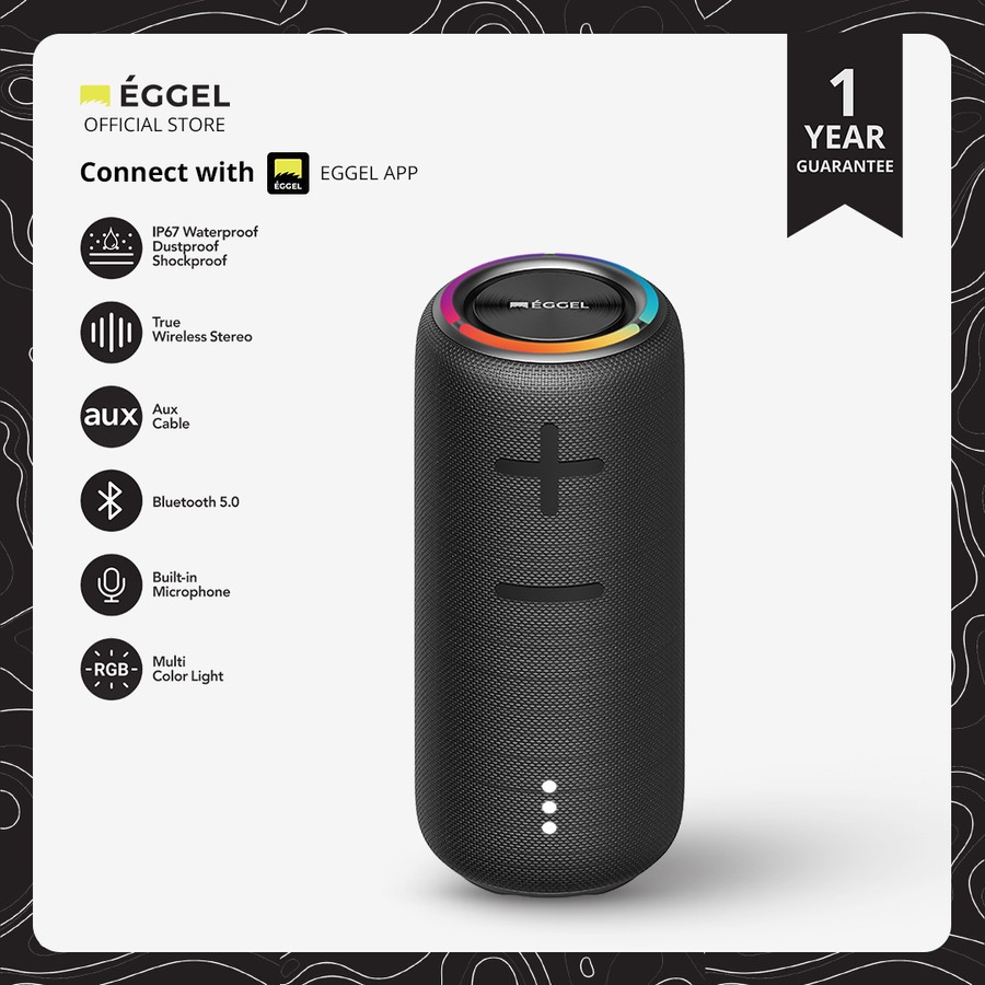 Eggel Terra 3S 360 Waterproof Bluetooth Speaker with RGB Lights