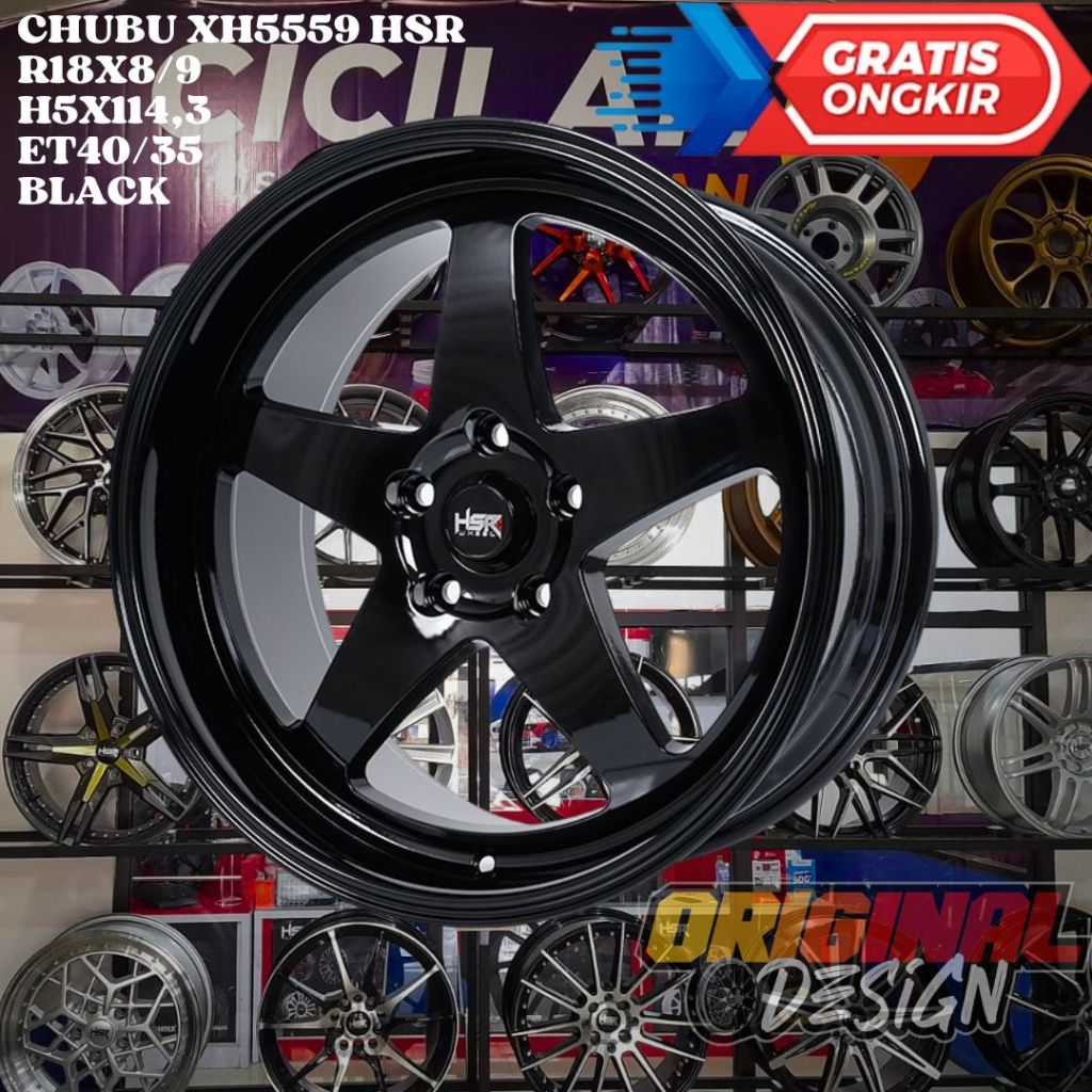 Velg Mobil CRV , HARIER , ACCORD , CAMRY , HSR CHUBU RING 18 R18 BLACK