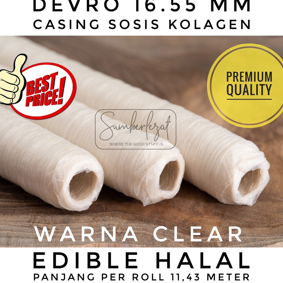 

DLWT2699 COD 16.55 mm CLEAR - Casing Selongsong Sosis Kolagen Collagen Edible Halal