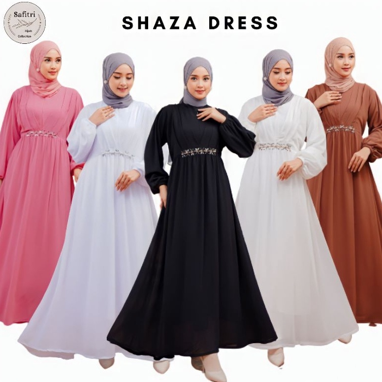 Cuma disinib0B5n SHAZA DRESS 1 Gamis Ceruty Babydoll Premium Payet Seragam Majlis Putih Bersih Hitam
