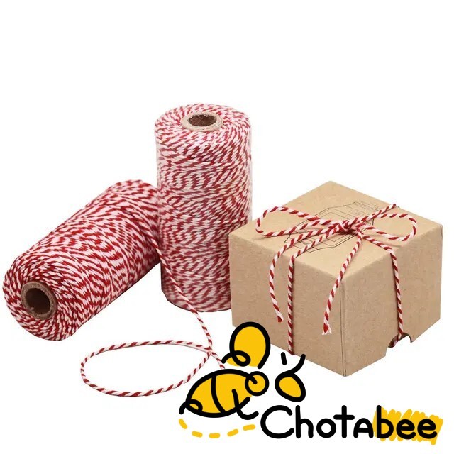 

Tali Craft Baker's Twine 100Meter Benang Merah Putih Pita Hampers Parcel Suvenir Natal