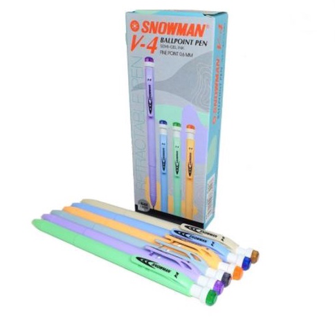 

el baru (12pc) Pulpen Snowman V4 Pastel / Bolpen Cetek Snowman / Pen / Ballpoint Pen Snowman 0.7mm IMW