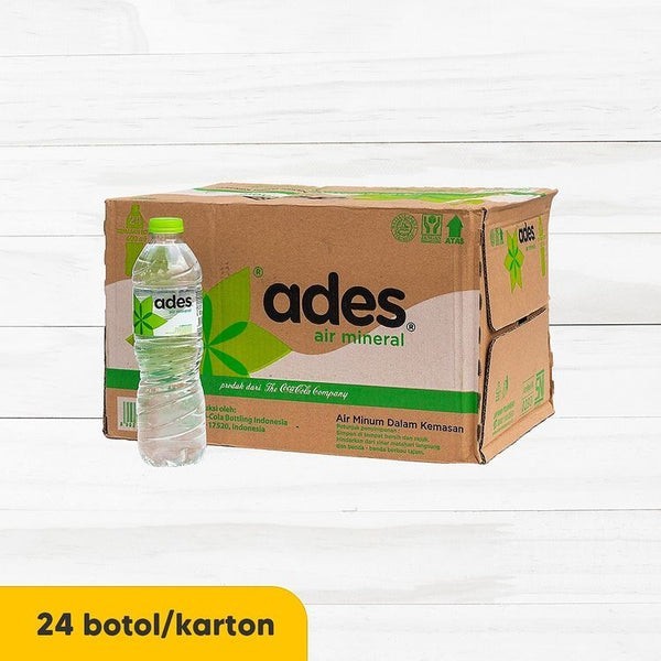 

ADES Air Mineral 600ml 1 Karton | 24 Botol x 600 ml | Kemasan Tanggung