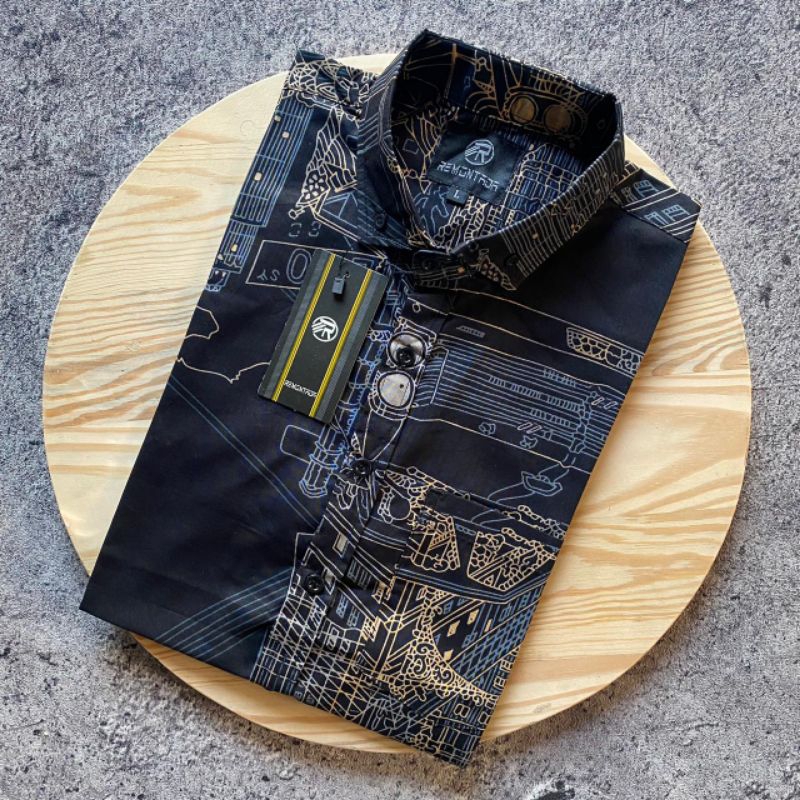 Kemeja pria lengan pendek Kemeja Kerja Kemeja Abstrak Kemeja Pria Motif Terbaru Kemeja Fullprint Abs