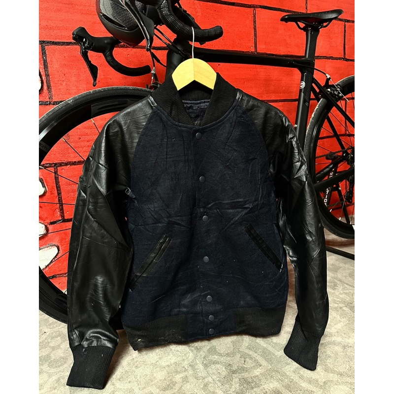 Uniqlo Varsity Bomber Leather & Woll