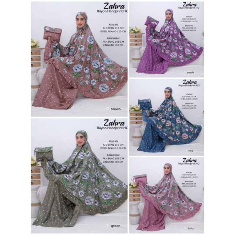 Mukena Rayon Handprint Motif Bunga Polkadot Mukena Dewasa Adem Murah