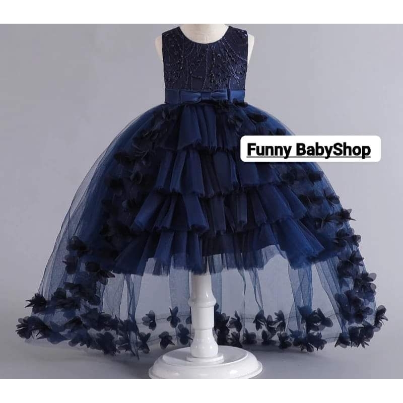 Gaun Import Anak Berekor Mewah SUPER PREMIUM LUXURY Gaun Pesta Berekor