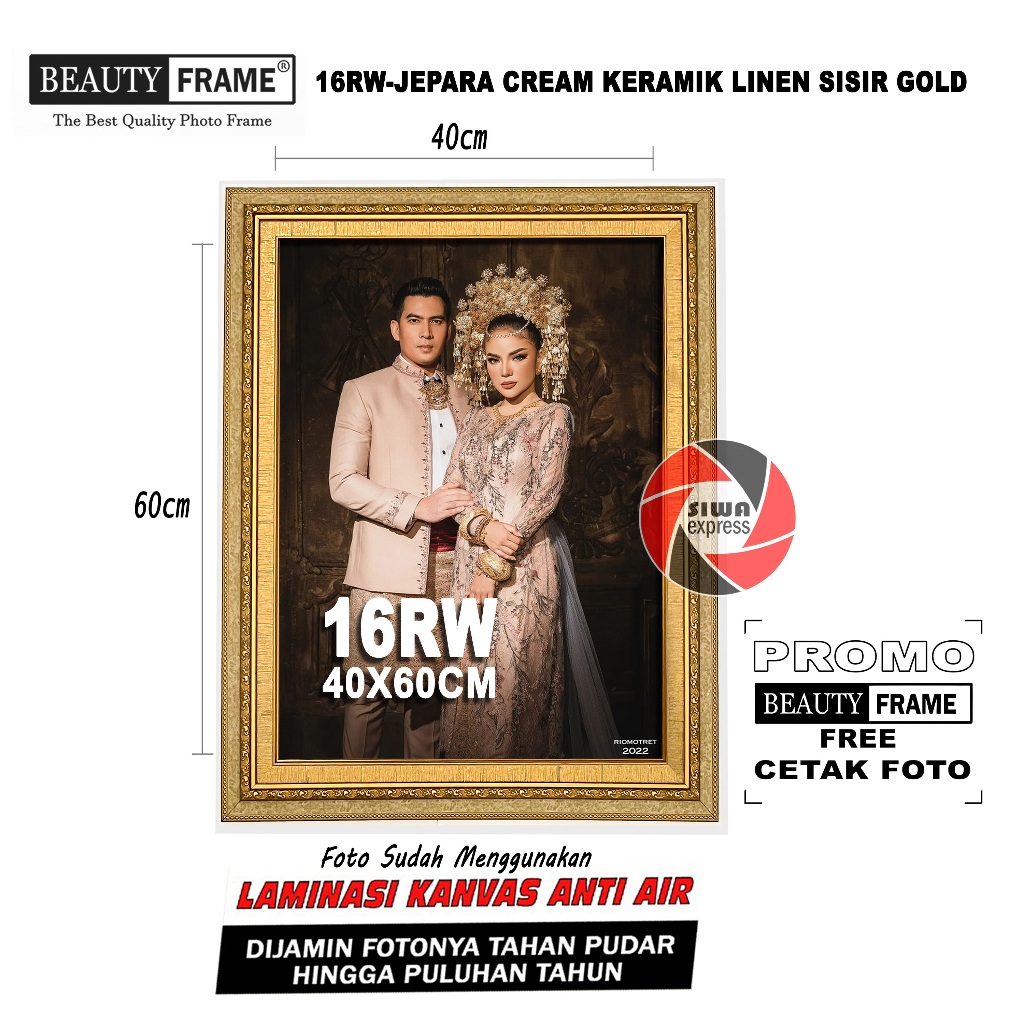 BEAUTY FRAME 16RW 40X60 LAMINASI KANVAS ANTI AIR - BINGKAI GRATIS CETAK FOTO