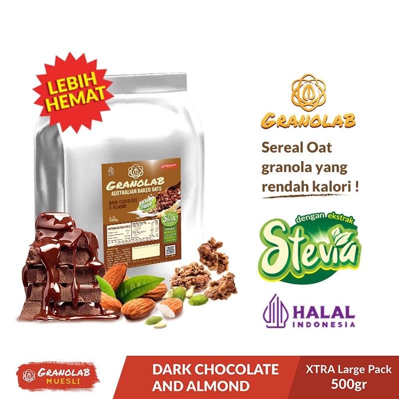 

12.12 FLASH SALE Granola 500 gr Dark Chocolate & Almond - Granolab Muesli 