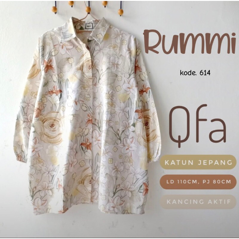Kemeja Panjang/Kemeja Wanita Motif Rummi Qfa/Kemeja Katun Jepang