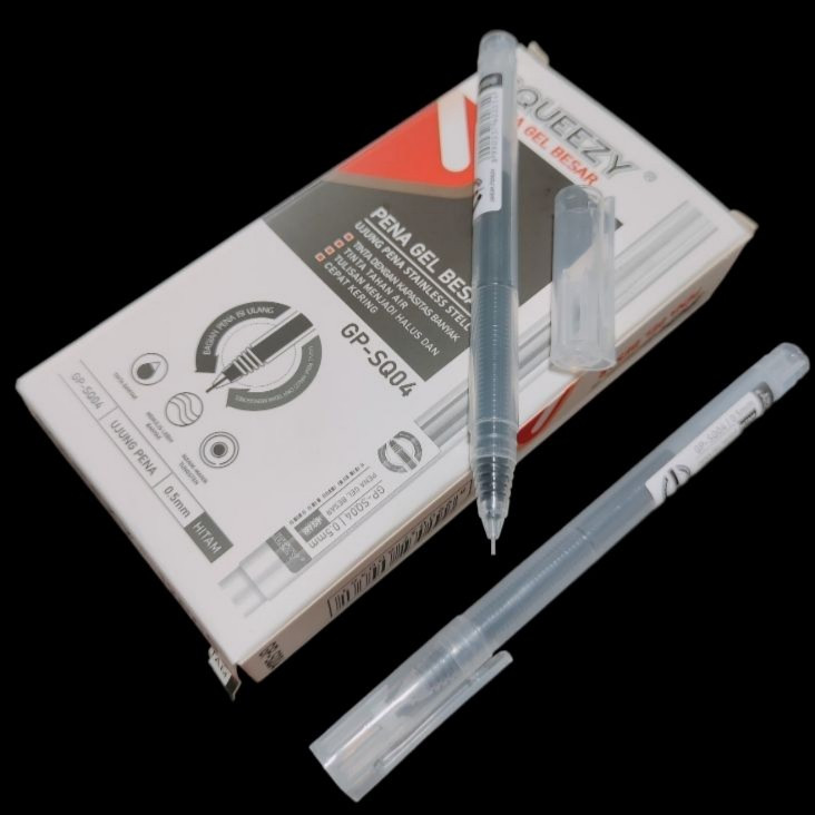 

Pen Gel Besar SQ04 Pack isi 12/Gel Pen SQ-04 0.5mm Hitam/Pena Pulpen