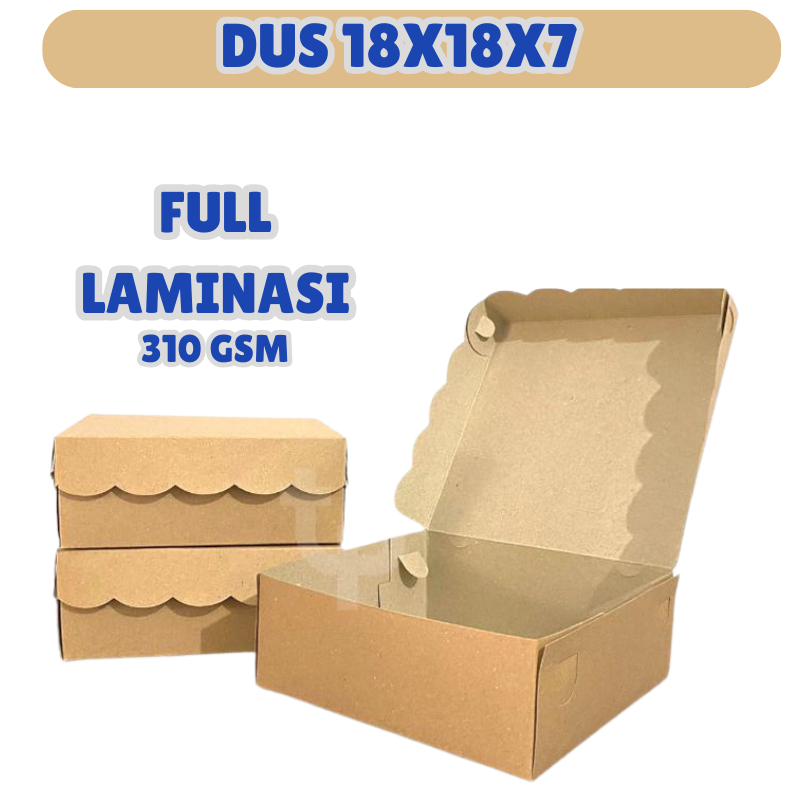 Dus 18x18x17 nasi box kardus nasi box kekinian dus kue snack Coklat polos Renda Laminasi