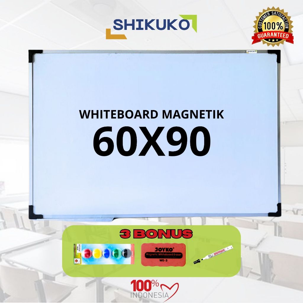 

PAPAN TULIS MAGNET 60X90cm / White Board Gantung Magnet Papan Tulis Belajar SHIKUKO