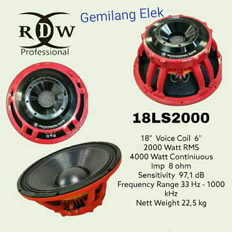 SPEAKER KOMPONEN RDW 18LS2000 18 INCH