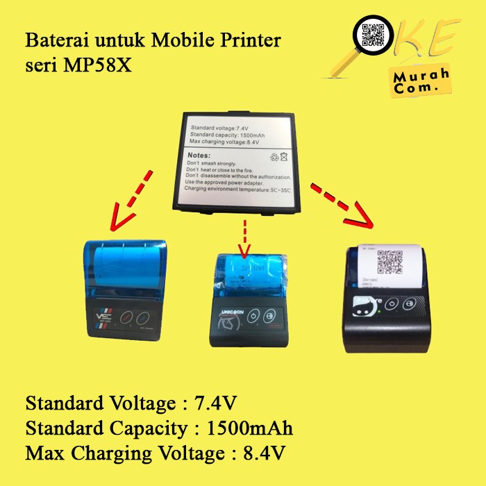 BATERAI PRINTER BLUETOOTH PORTABLE MOBILE