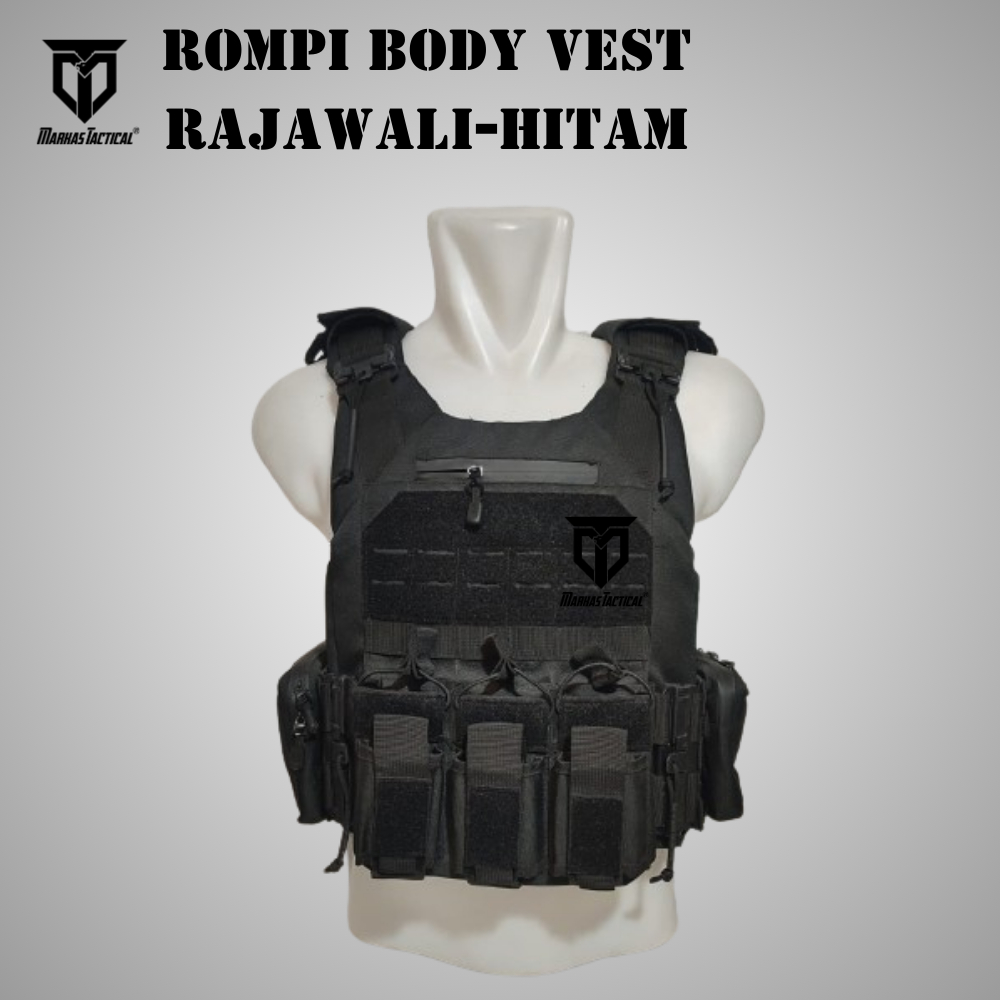 Rompi Body Vest Rajawali TNI POLISI Double Quick Release - Rompi Anti Peluru - Bodyvest Hitam