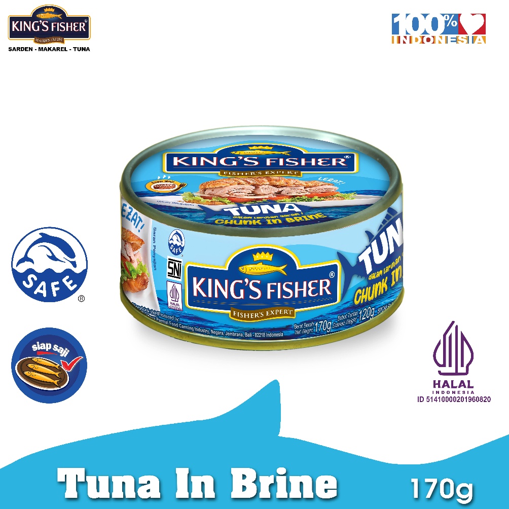 

Terl4ris King's Fisher Tuna dalam Air Garam Tuna in Brine Daging Tuna Makanan Kaleng 170 gr [62]