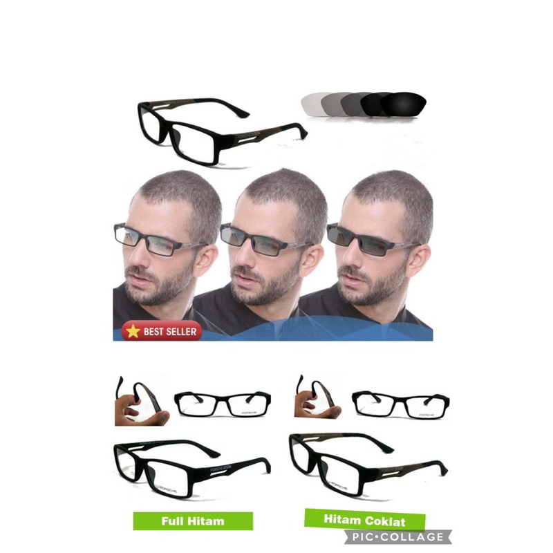 Kacamata Pria Kotak Kecil 837 Kacamata Photocromic/Kacamata Minus,Plus,Cylinder