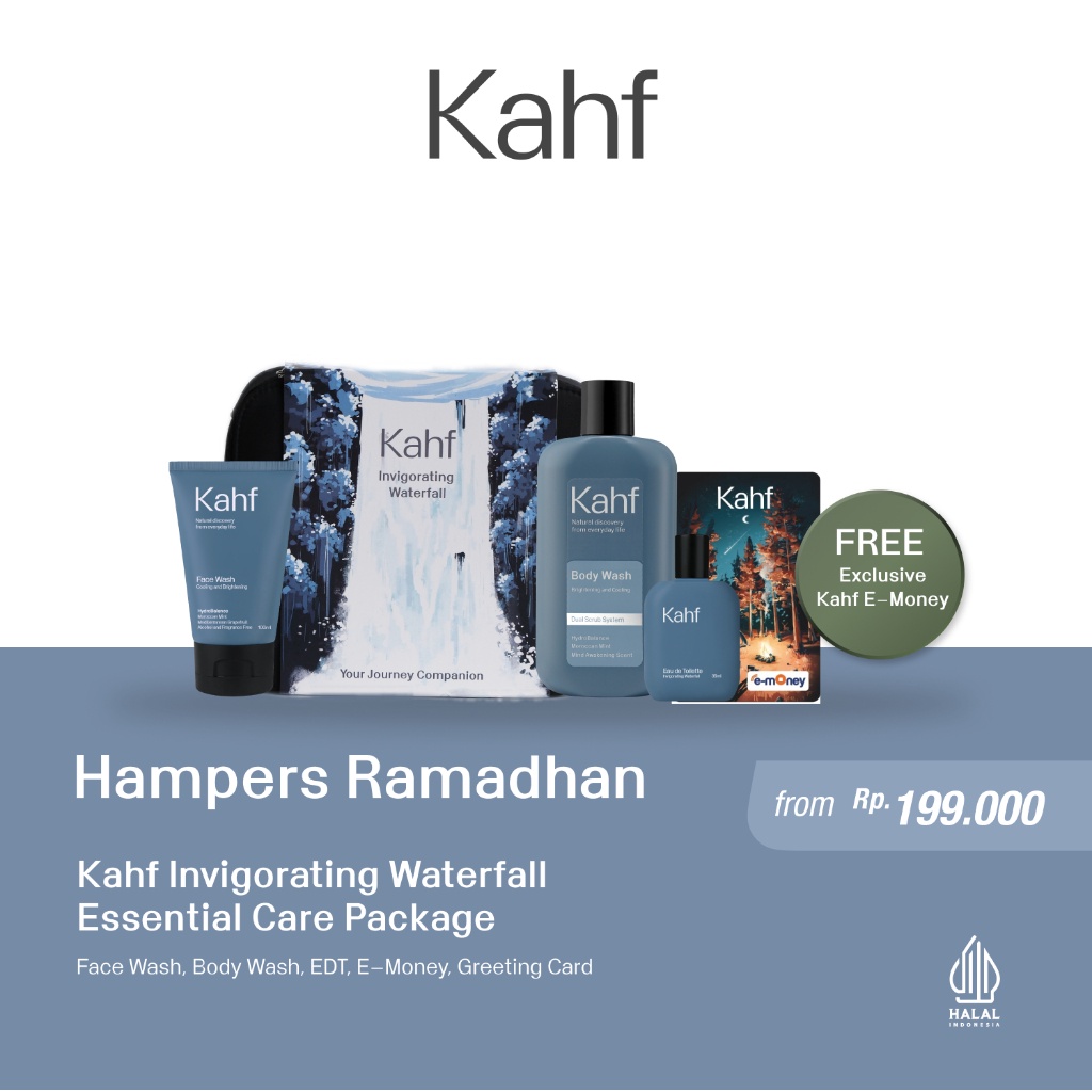

12.12 ✨Promo✨ Kahf Invigorating Waterfall Essential Care Package (Body Wash, Face Wash, Eau de Toilete) - Paket Ramadhan Hampers gas !!