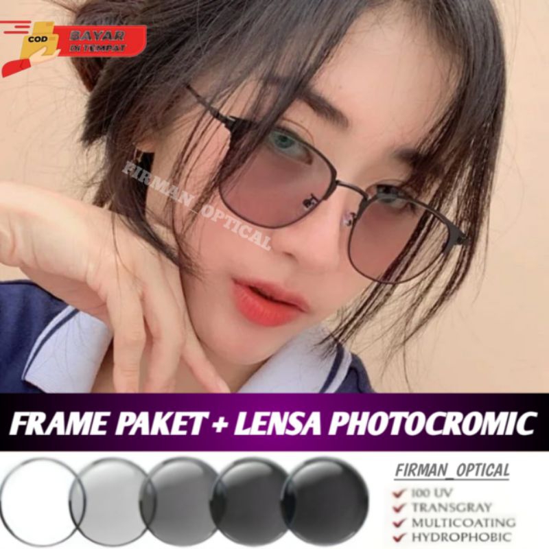 Frame kacamata unisex || kacamata paket lensa + photocromic (0081)