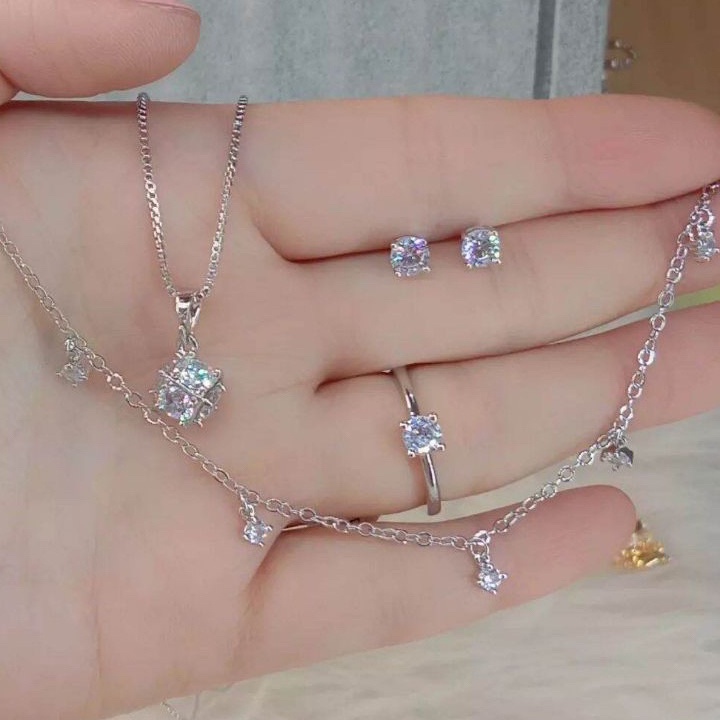 Ready SET PERHIASAN TITANIUM SILVER MATA SATU