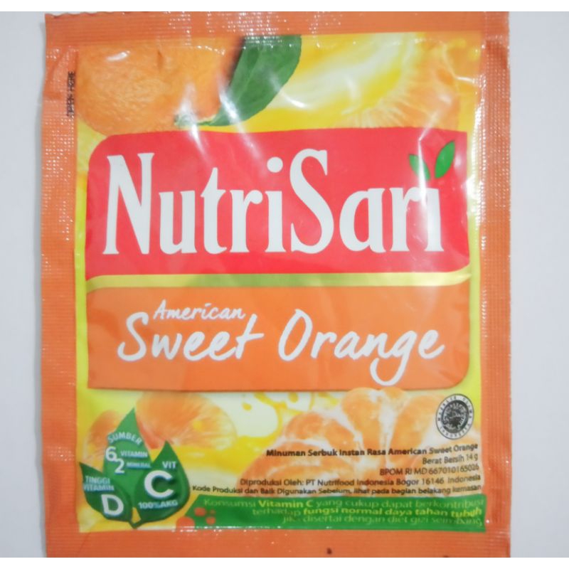 

nutrisari rasa American sweet orange per renceng isi 10 sachet