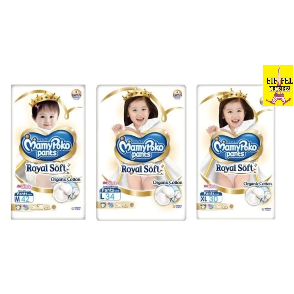 Mamy Poko Pants Royal Soft S 46, M 42, L 34, XL 30, XXL 24, XL 46  ( Mamy Poko Murah, Mamy Poko Gros