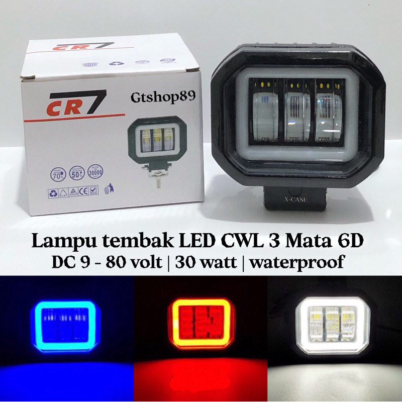 Lampu tembak sorot LED CWL 3 mata Lensa 6D 30watt 3 mata cree angel aye