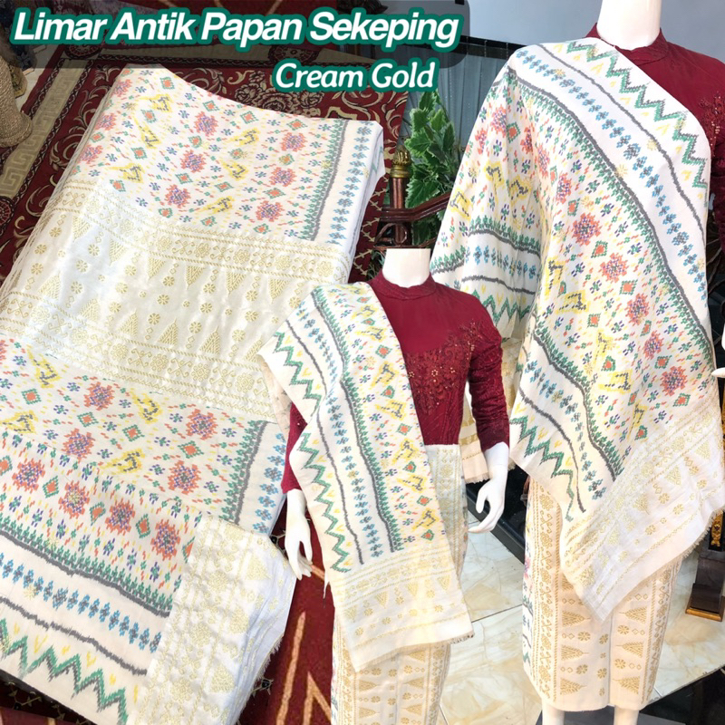 Songket Limar Antik Papan Sekeping Putih Cream /songket tenun asli palembang /ilham songket palemban