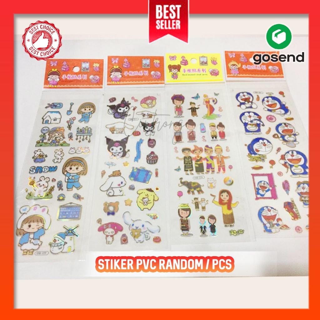 

Stiker PVC Karakter Random 1 Pcs Stiker Sanrio Doraemon Hello Kitty