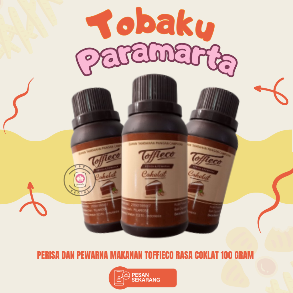 

PERISA DAN PEWARNA MAKANAN TOFFIECO RASA COKLAT 100 ML / PERISA DAN PEWARNA MAKANAN TOFFIECO / TOFFIECO