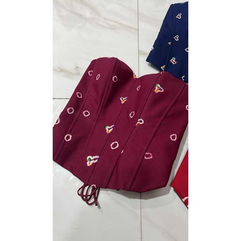 kamisol jumputan merah maroon | kamisol jumputan | bustier jumputan | longtorso jumputan | kemben ju
