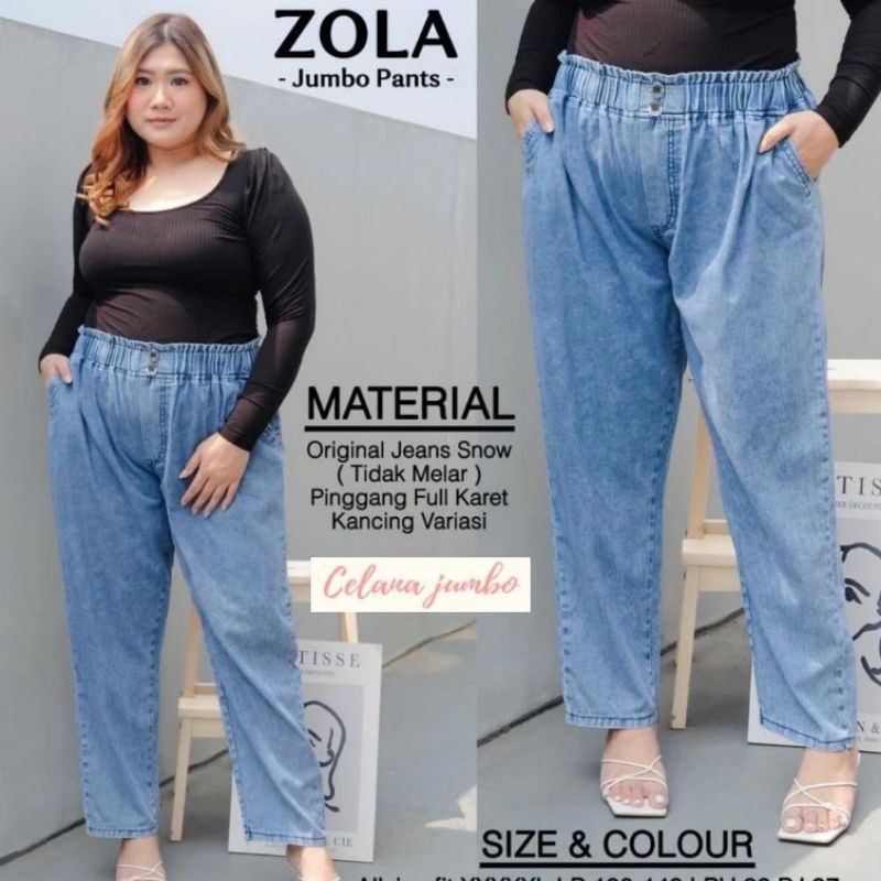 Celana Baggy Jeans Jumbo Highwaist Blue Snow Pinggang Kerut/Celana Jeans Wanita Jumbo Premium/Baggy 