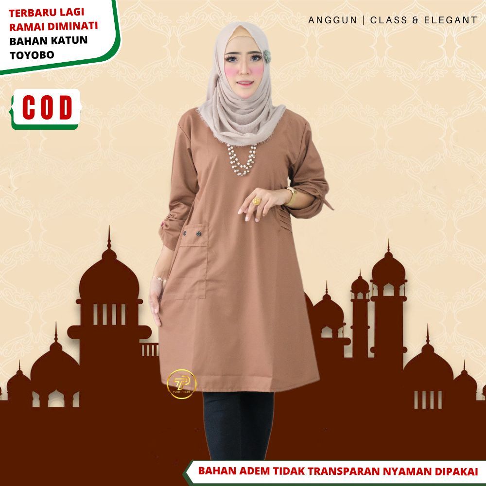 Baju Atasan Tunik Polos Wanita Remaja Bahan katun Toyobo Premium Terbaru Kekinian Original Lengan se