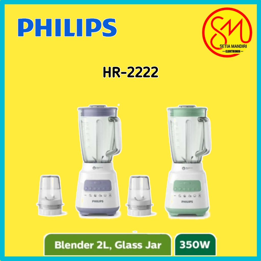 PHILIPS HR2222 Blender Beling 2 L 350 Watt Jar Kaca HR 2222 HR2222/30 HR2222/00