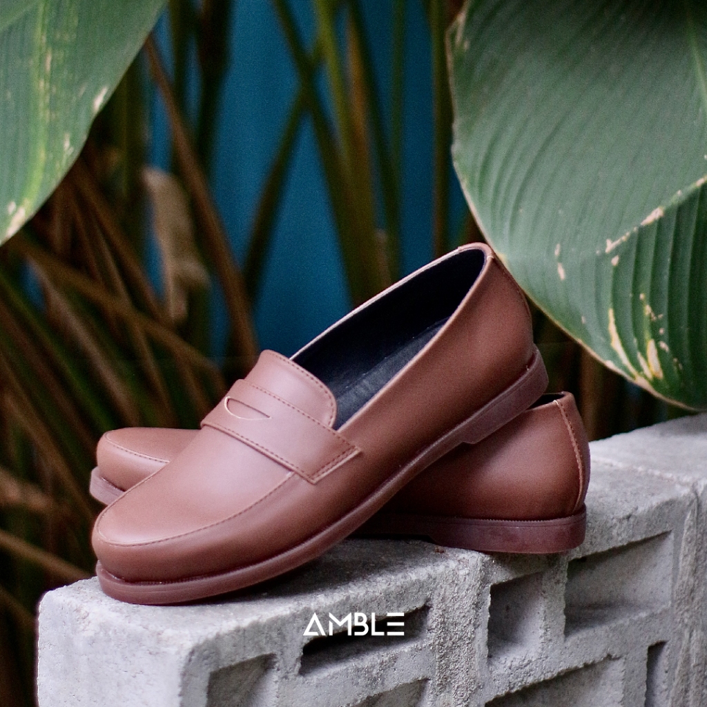 AMBLE - Sepatu Wanita - Poly Choco Brown - Slip on - Loafers