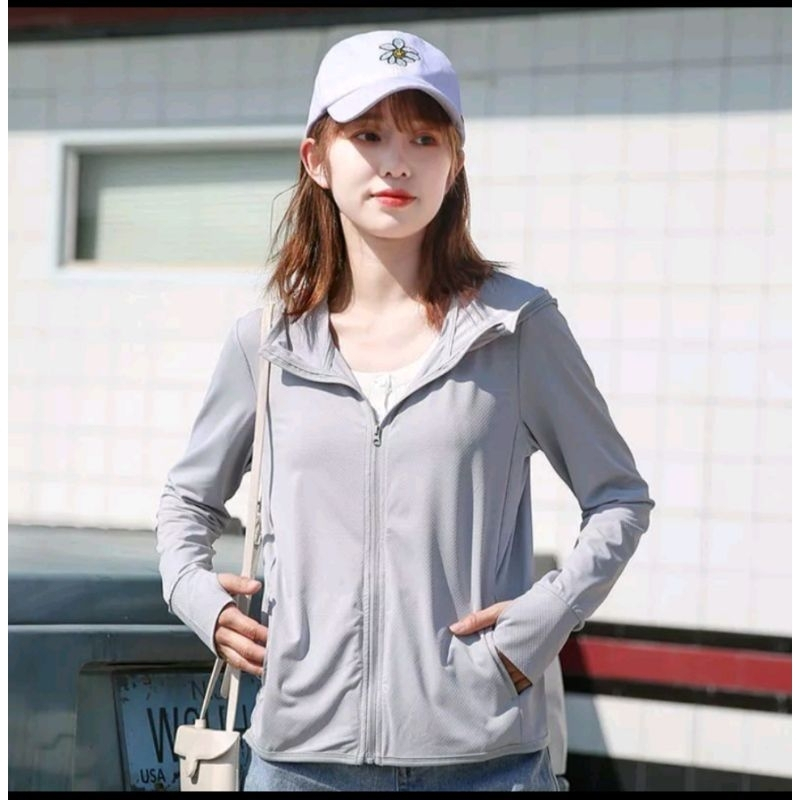 Promo Jaket Mesh Hoodie UV Protection Olahraga JPS Women WOMEN AIRism Jaket lari mesh hoodie terbaru