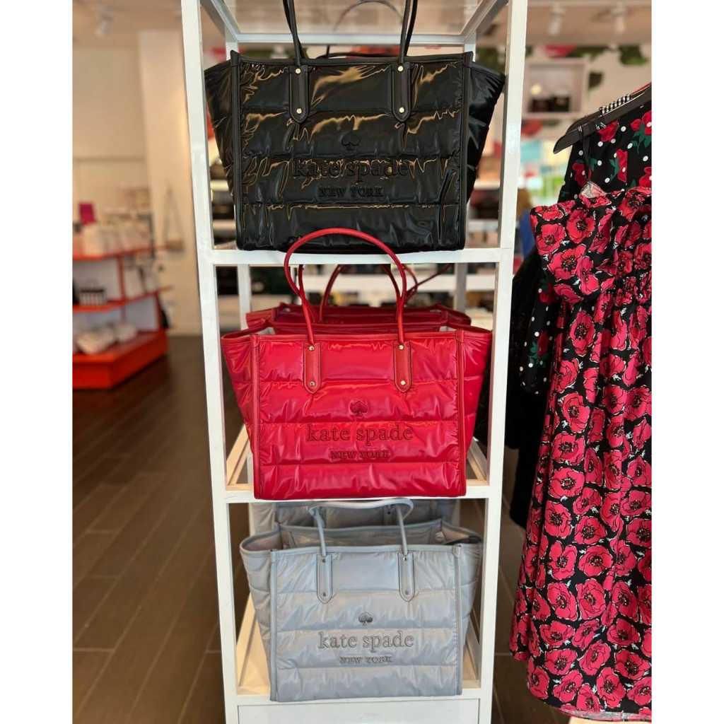 KATE SPADE KS ELLA KSNYL PUFFY XL TOTE BAG KC548 WARM BEIGE