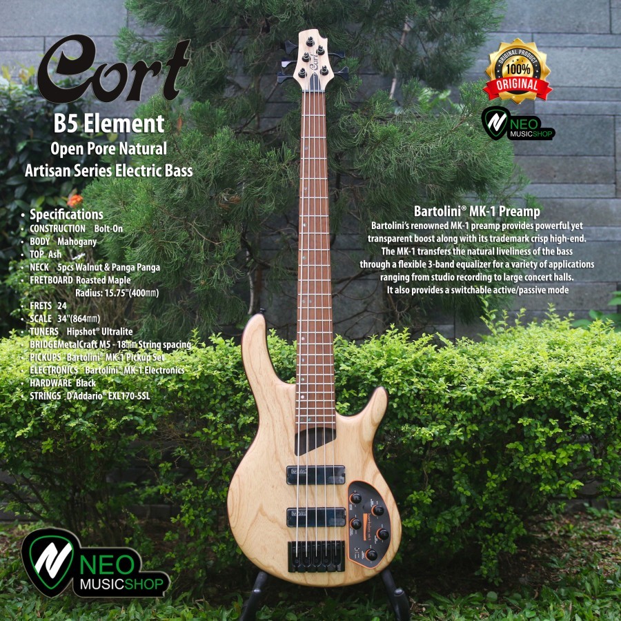 Cort B5 Element OPN Artisan Series Active 5 Strings Electric Bass