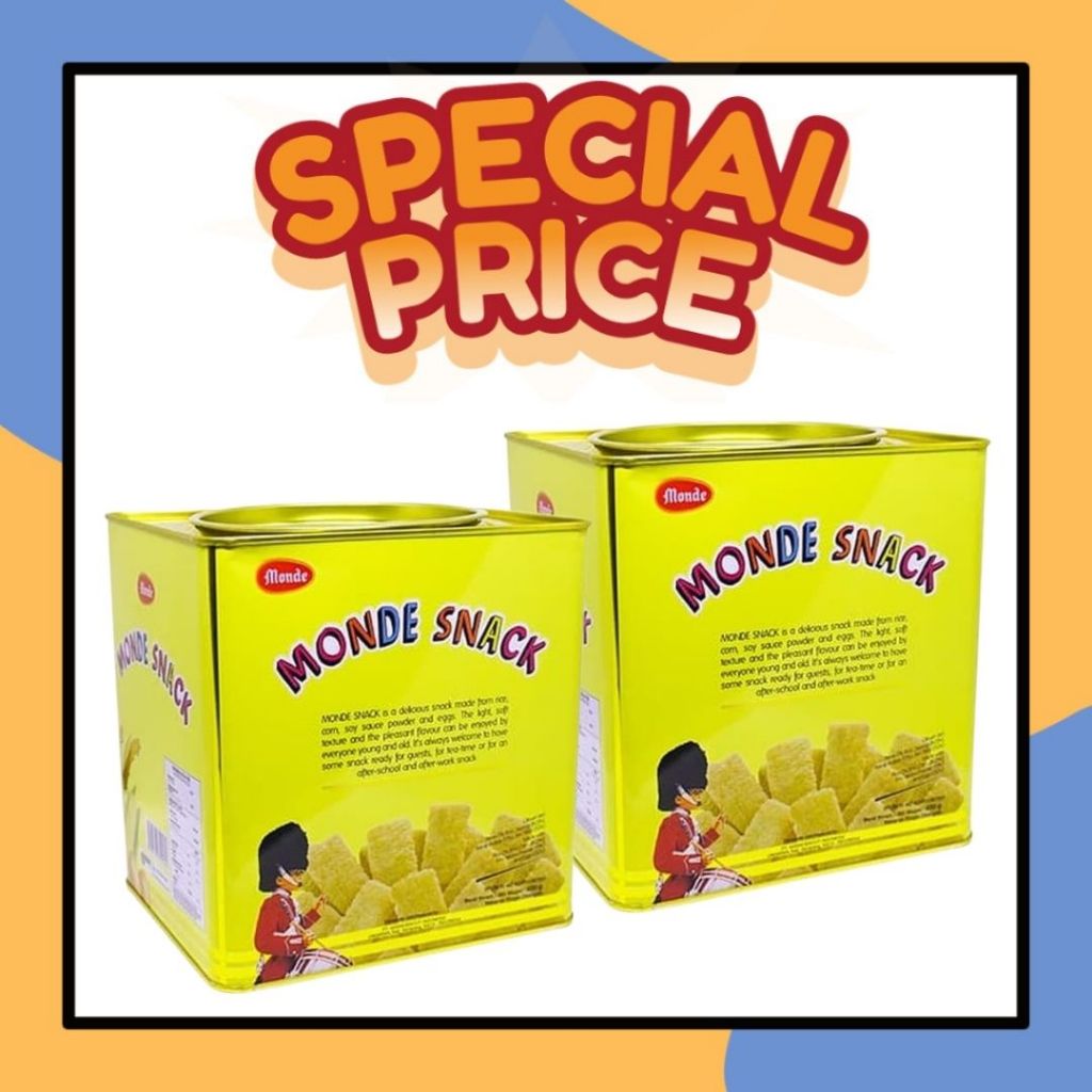 MONDE Snack Gold 450gr Kaleng Kotak Camilan Kue Kering