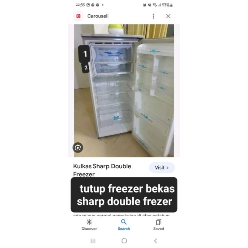 tutup freezer bekas sharp double freezer