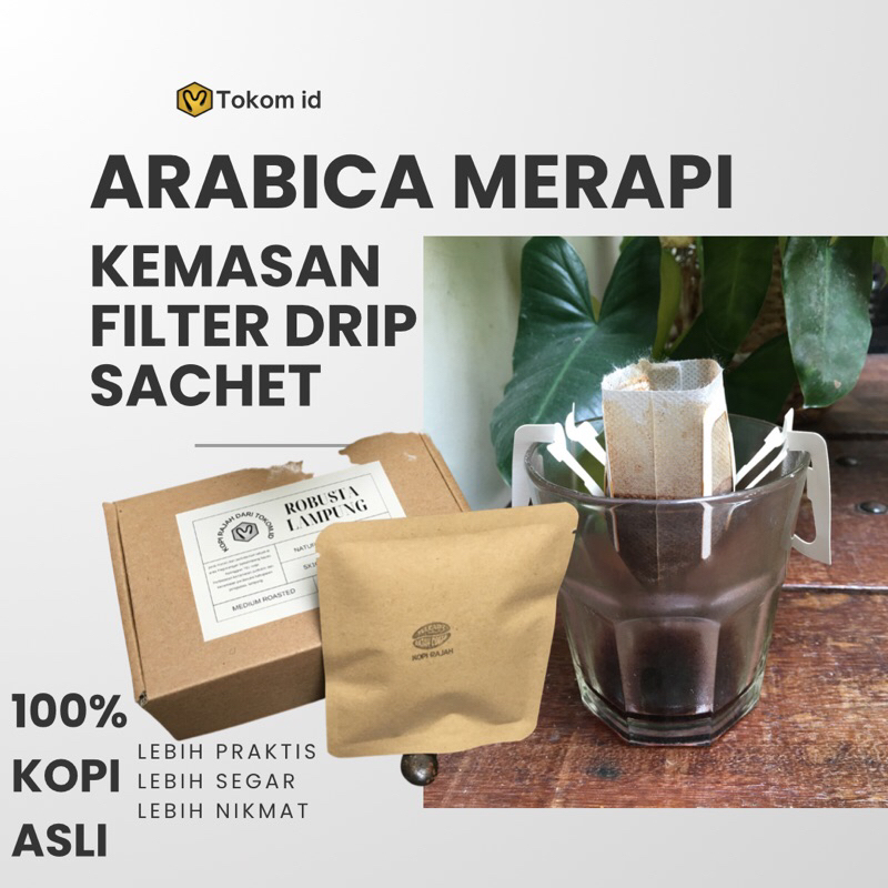 

kopi arabica merapi ala filter dripper sachet kemasan box isi 5pcs