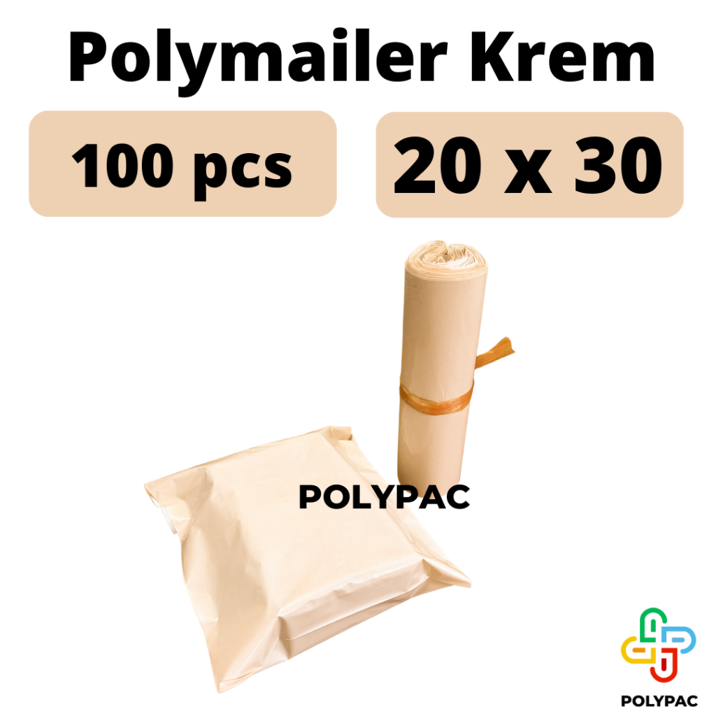 

Polymailer NUDE PEACH / BEIGE / KREM [20x30] isi 100 pcs - Polymailer Lem Warna Beige / Krem / Cream