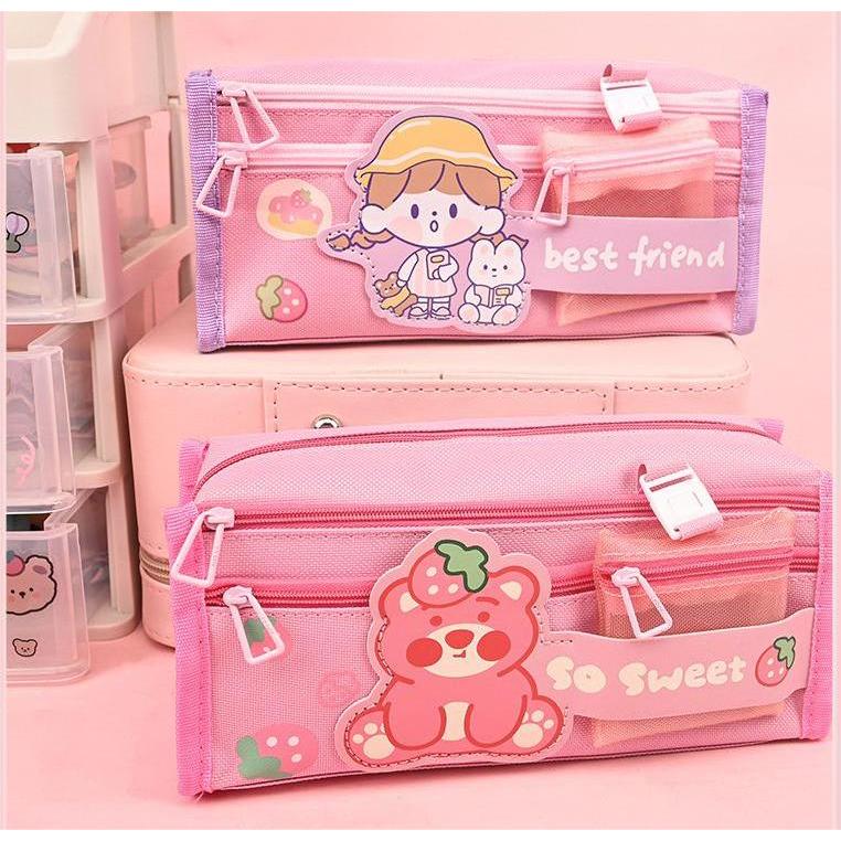 

Kotak pensil multifungsi motif kartun pria dan wanita lucu/kapasitas besar untuk siswa SD dan anak