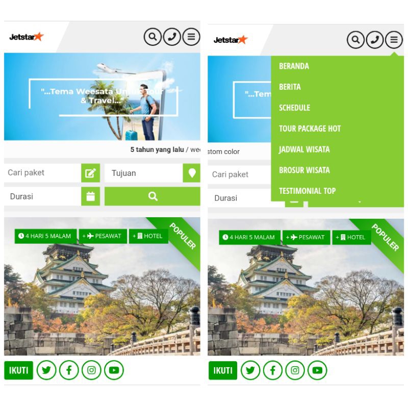 Jasa Buat Web Wisata / Tour / Travel / Perjalanan