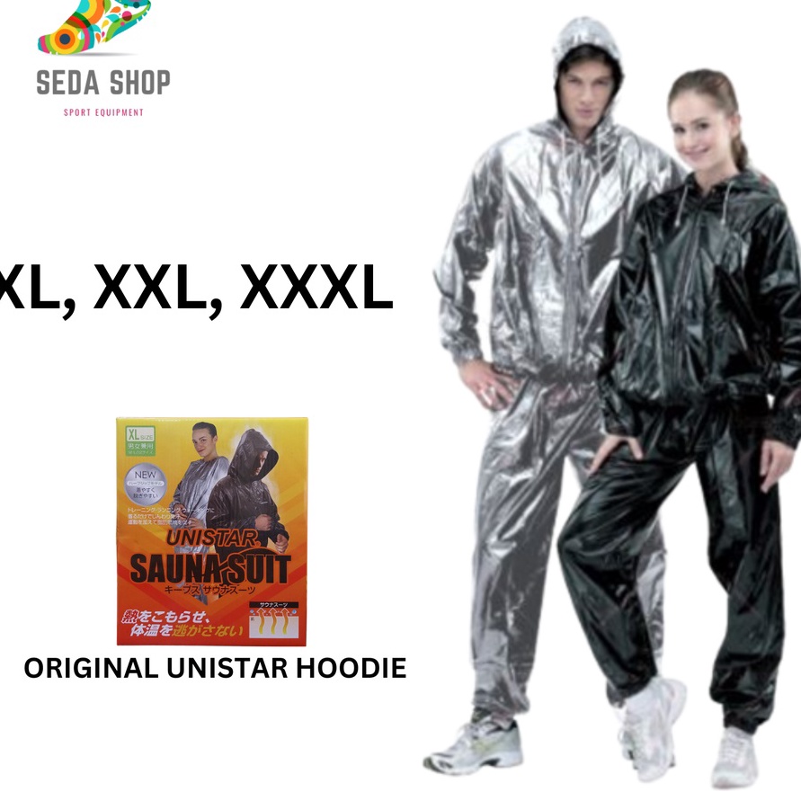 Promo Jaket Parasut Olahraga Pria Wanita Hoodie Jumbo  Sauna Suit Unistar Hoodie Lengkap  Baju Sauna Pembakar Lemak