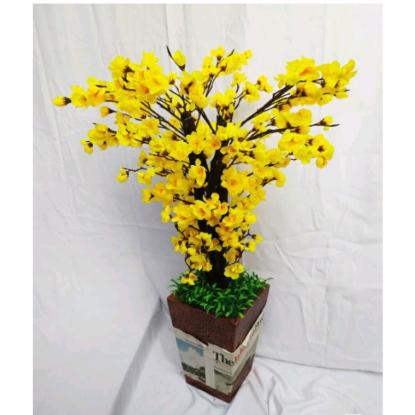 Mei Hwa - Pot Bunga Besar Tanaman Hias Plastik Artificial Bunga Sakura Dekorasi Sakura p7323