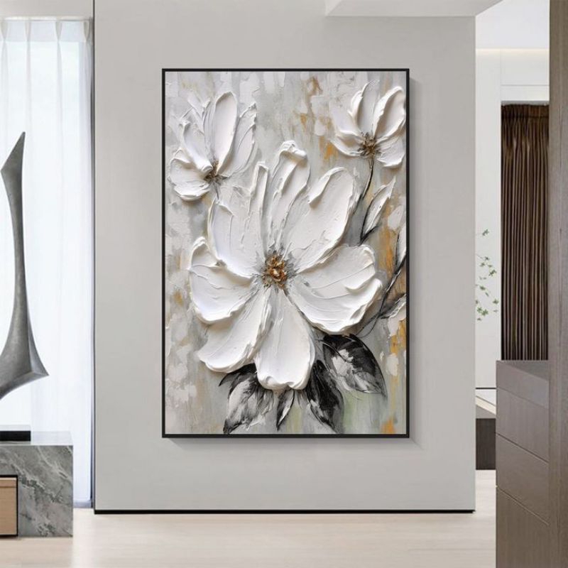 lukisan dinding bunga timbul