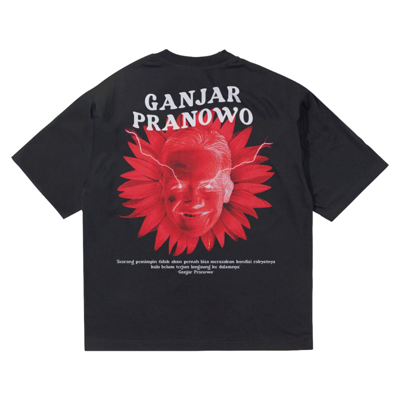 KAOS BAJU GANJAR PRANOWO | T-SHIRT PEMILU PRESIDEN REPUBLIK INDONESIA 2023 | TEE HITAM OVERSIZE VINT