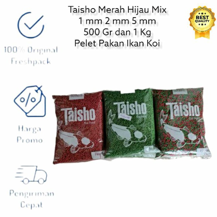 Hanya disini Id2y2Xm TAISHO 1 KG 1MM2MM5MM MERAH HIJAU MIX PELET MAKANAN IKAN KOI  PAKAN IKAN MAS  K